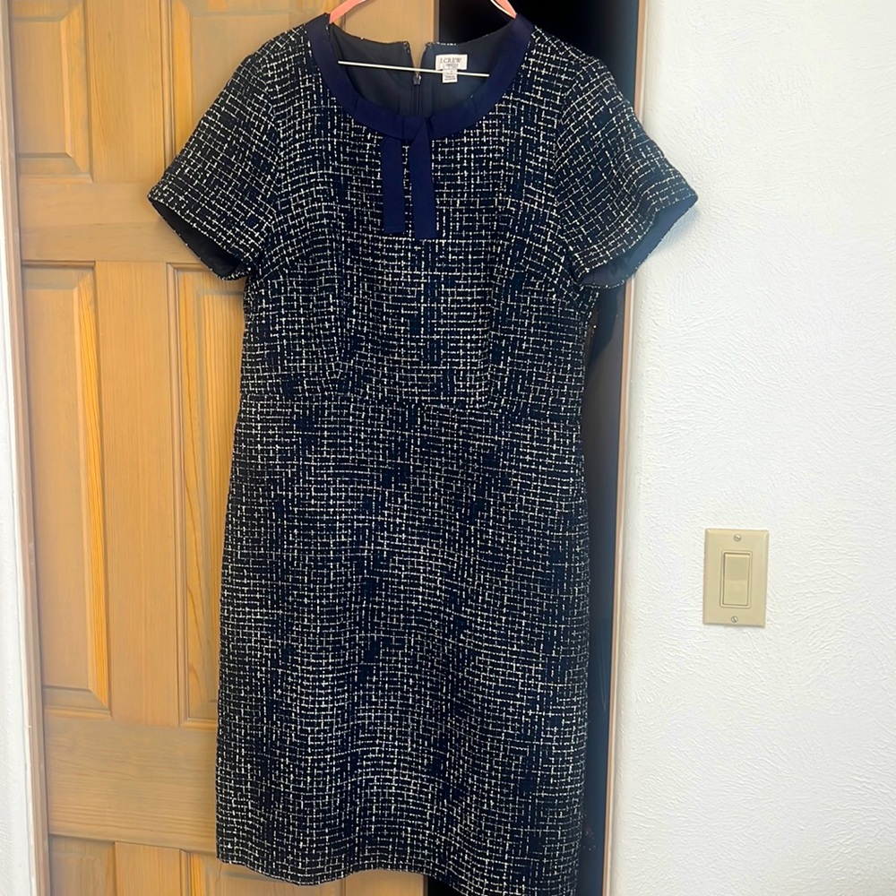 J CREW navy and white tweed dress! Never worn!